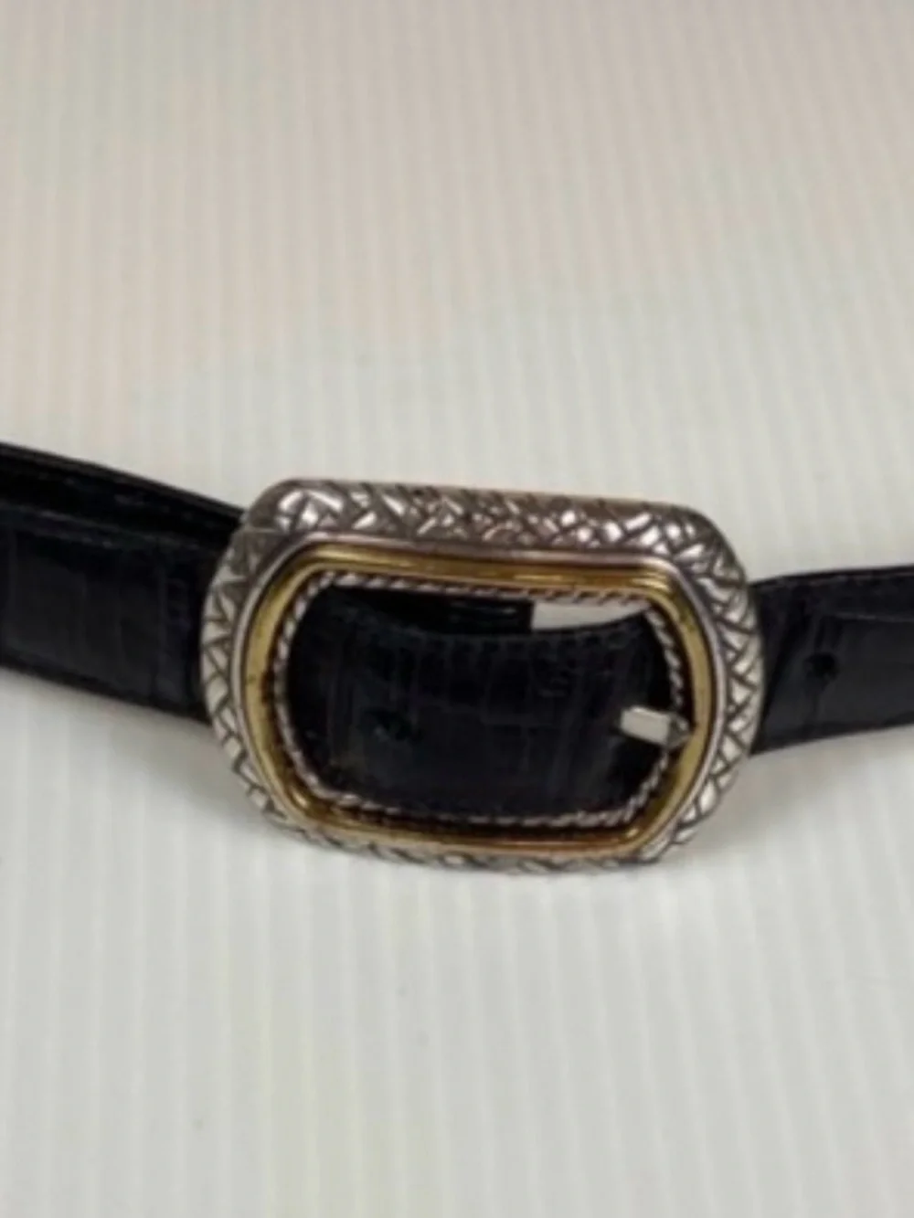 Western Concho Reversible Leather Belt Croc Embossed Black & Brown L 34